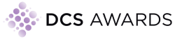 A logo for the DCS Awards, featuring a cluster of purple and white dots alongside the text in bold, modern typography.